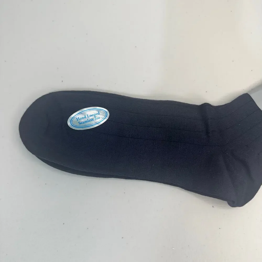 Land’s End Merino Wool Hand Looped Seamless Toe Black Dress Socks Men’s Medium